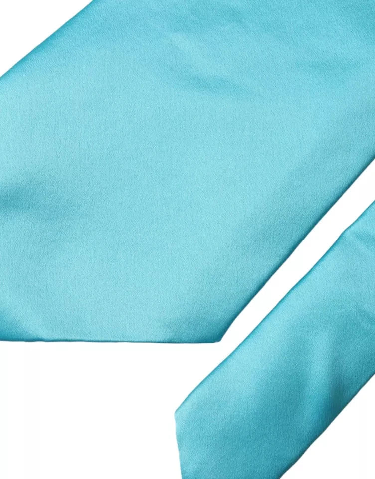 Dolce & Gabbana Light Blue Satin Silk Wide Adjustable Men Tie by Dolce & Gabbana