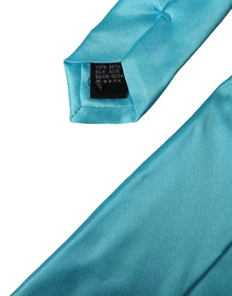 Dolce & Gabbana Light Blue Satin Silk Wide Adjustable Men Tie by Dolce & Gabbana