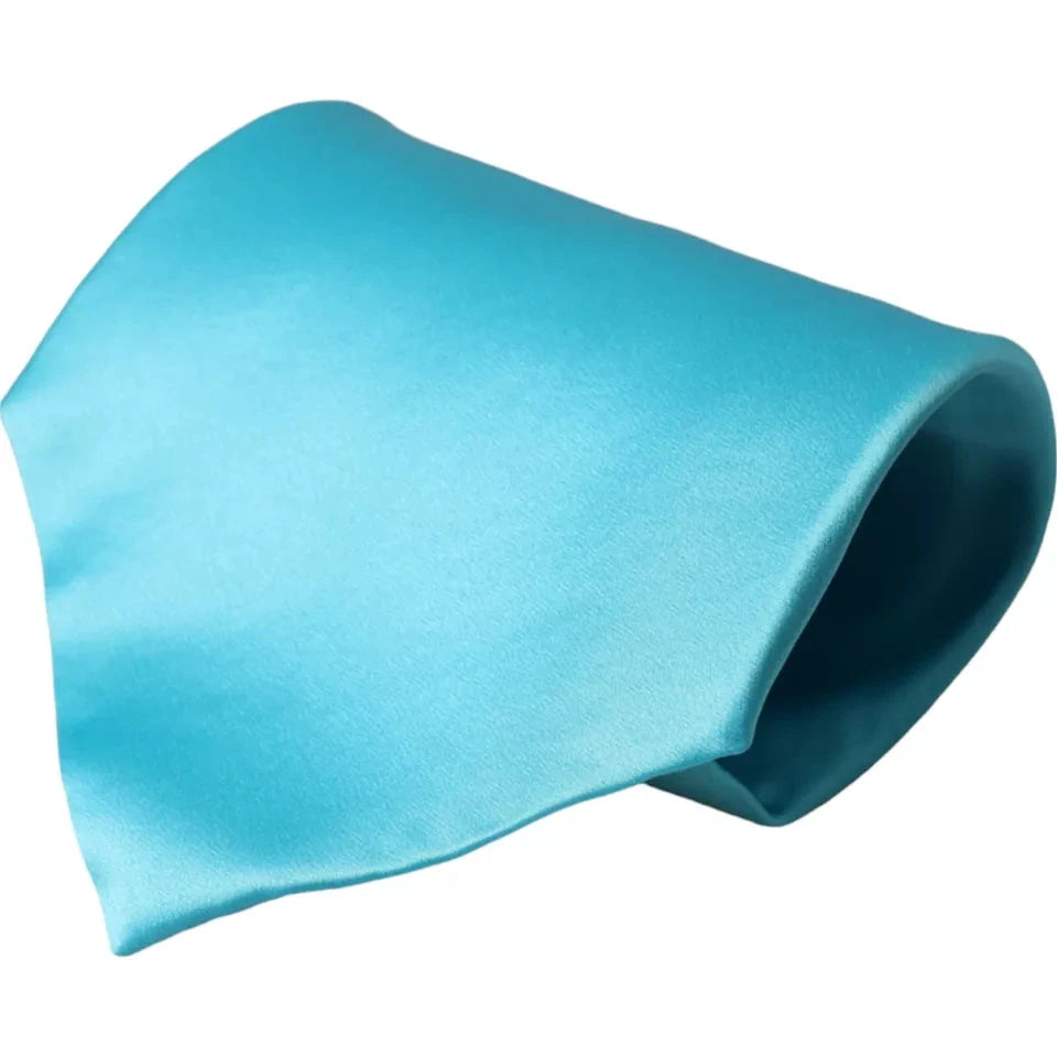 Dolce & Gabbana Light Blue Satin Silk Wide Adjustable Men Tie by Dolce & Gabbana