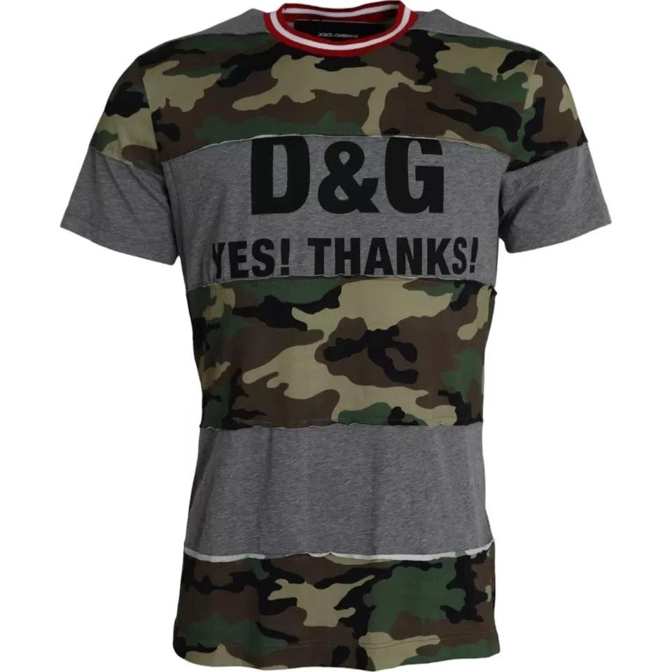 Dolce & Gabbana Multicolor Camouflage Cotton Crew Neck Men T-shirt by Dolce & Gabbana