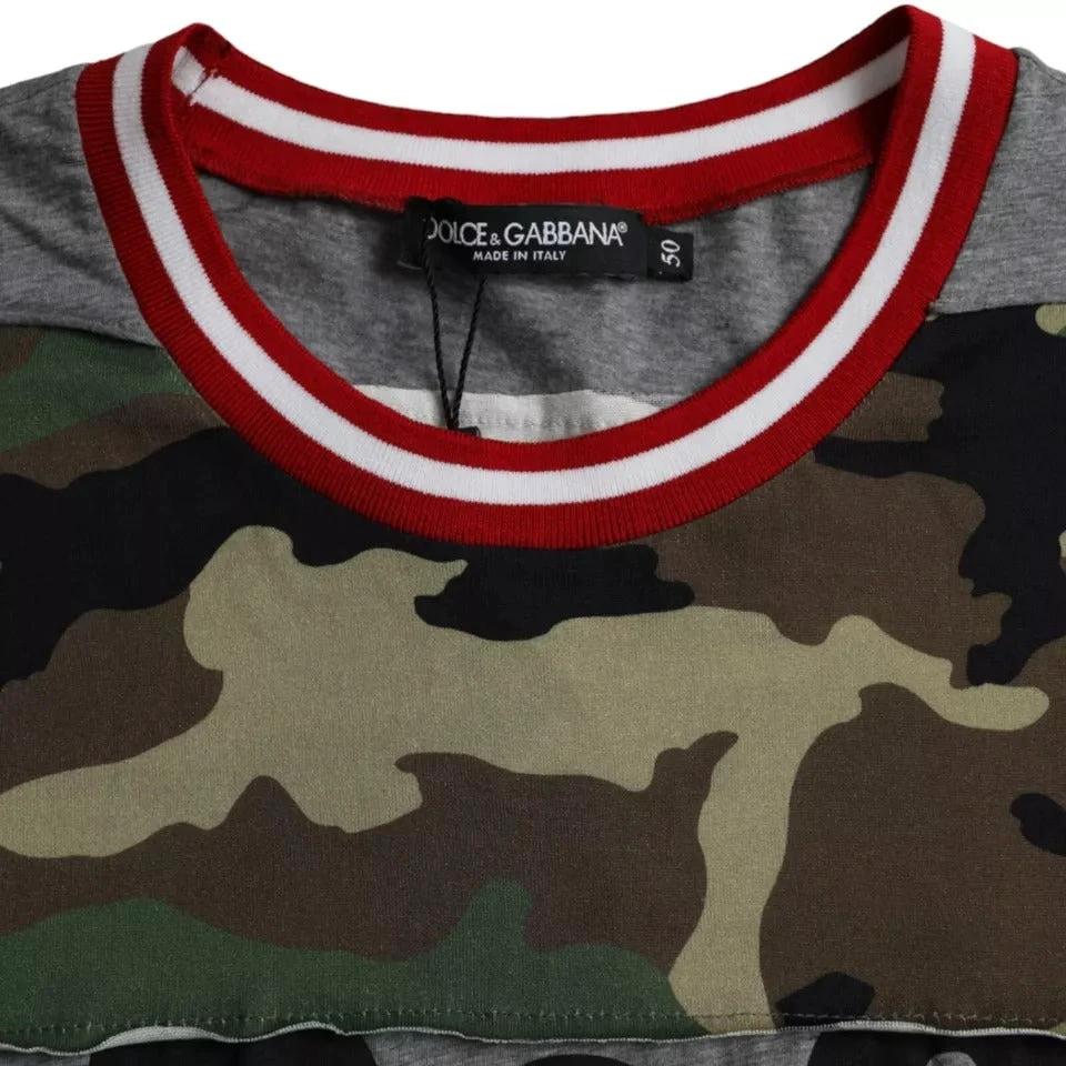 Dolce & Gabbana Multicolor Camouflage Cotton Crew Neck Men T-shirt by Dolce & Gabbana
