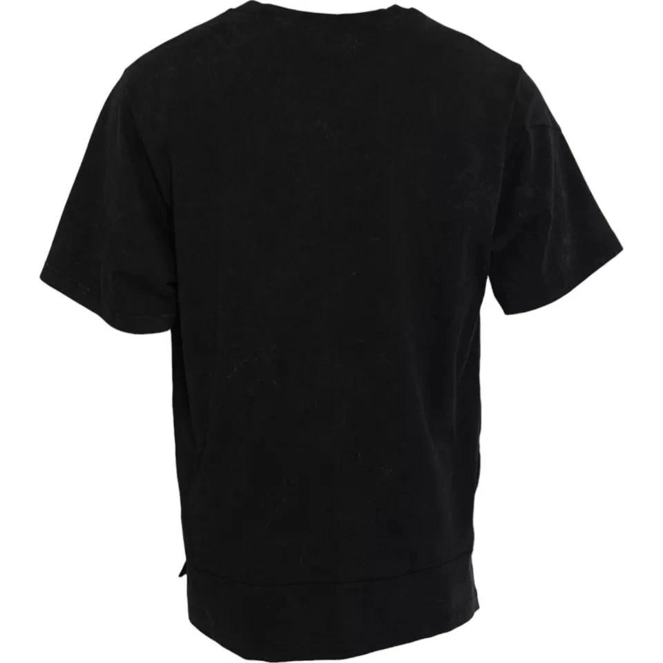Dolce & Gabbana Black Graphic Print Cotton Crew Neck T-shirt by Dolce & Gabbana