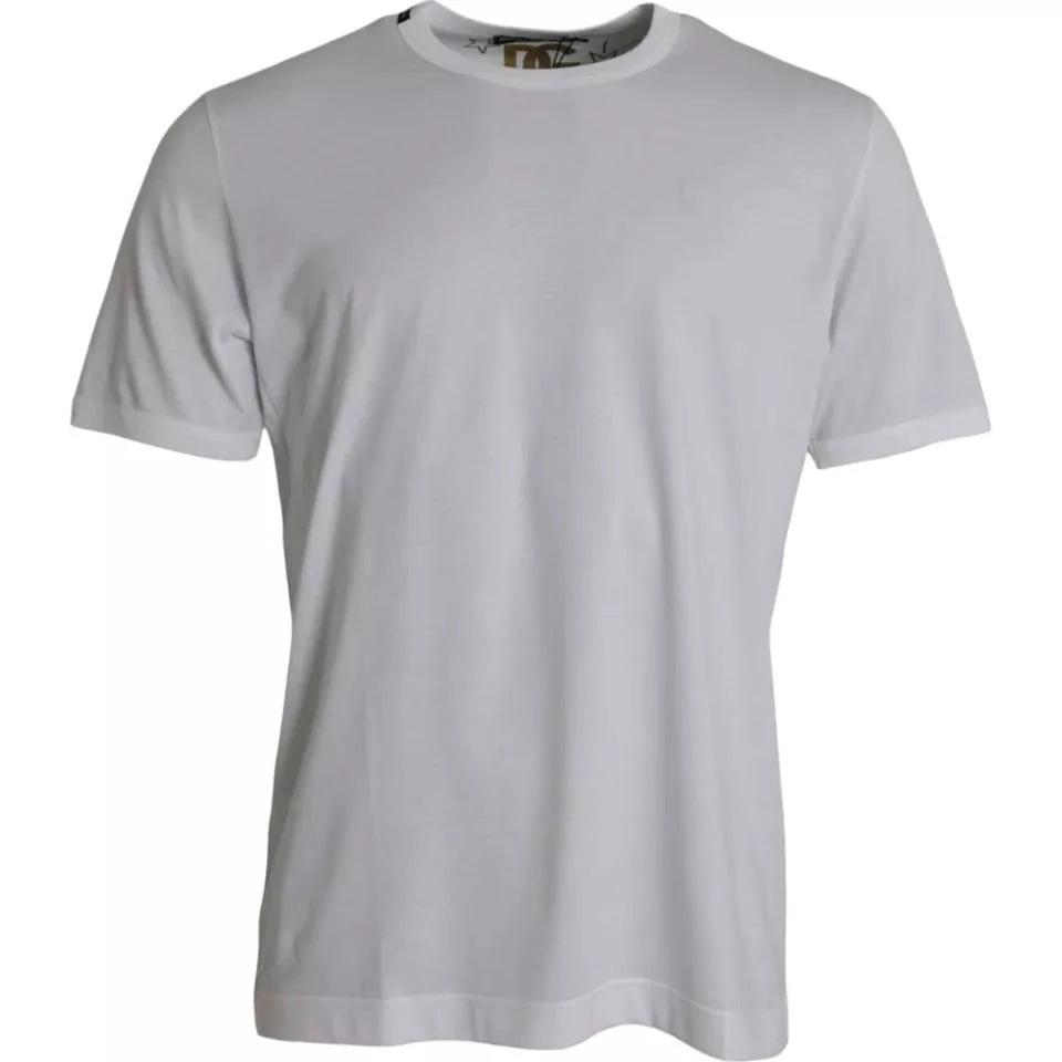 Dolce & Gabbana White Cotton Round Neck Short Sleeves T-shirt by Dolce & Gabbana