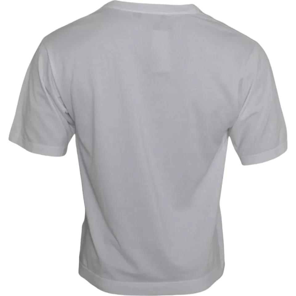 Dolce & Gabbana White Cotton DG Applique Men Casual T-shirt by Dolce & Gabbana
