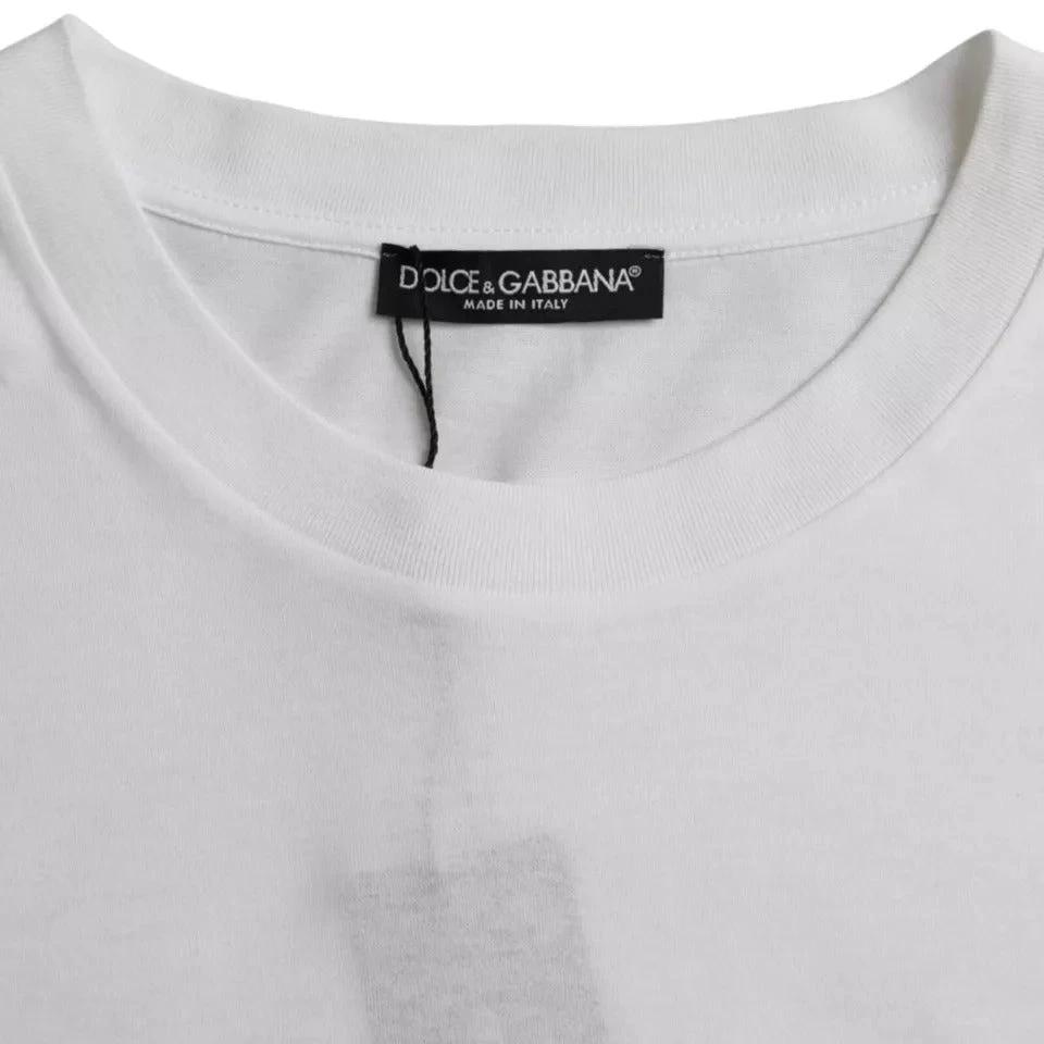Dolce & Gabbana White Cotton Round Neck Short Sleeve T-shirt by Dolce & Gabbana