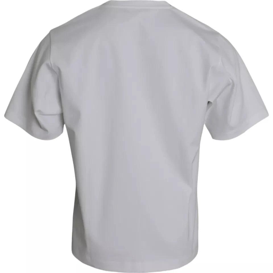 Dolce & Gabbana White Cotton Round Neck Short Sleeve T-shirt by Dolce & Gabbana
