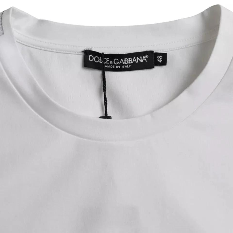 Dolce & Gabbana White Cotton Round Neck Short Sleeve T-shirt by Dolce & Gabbana