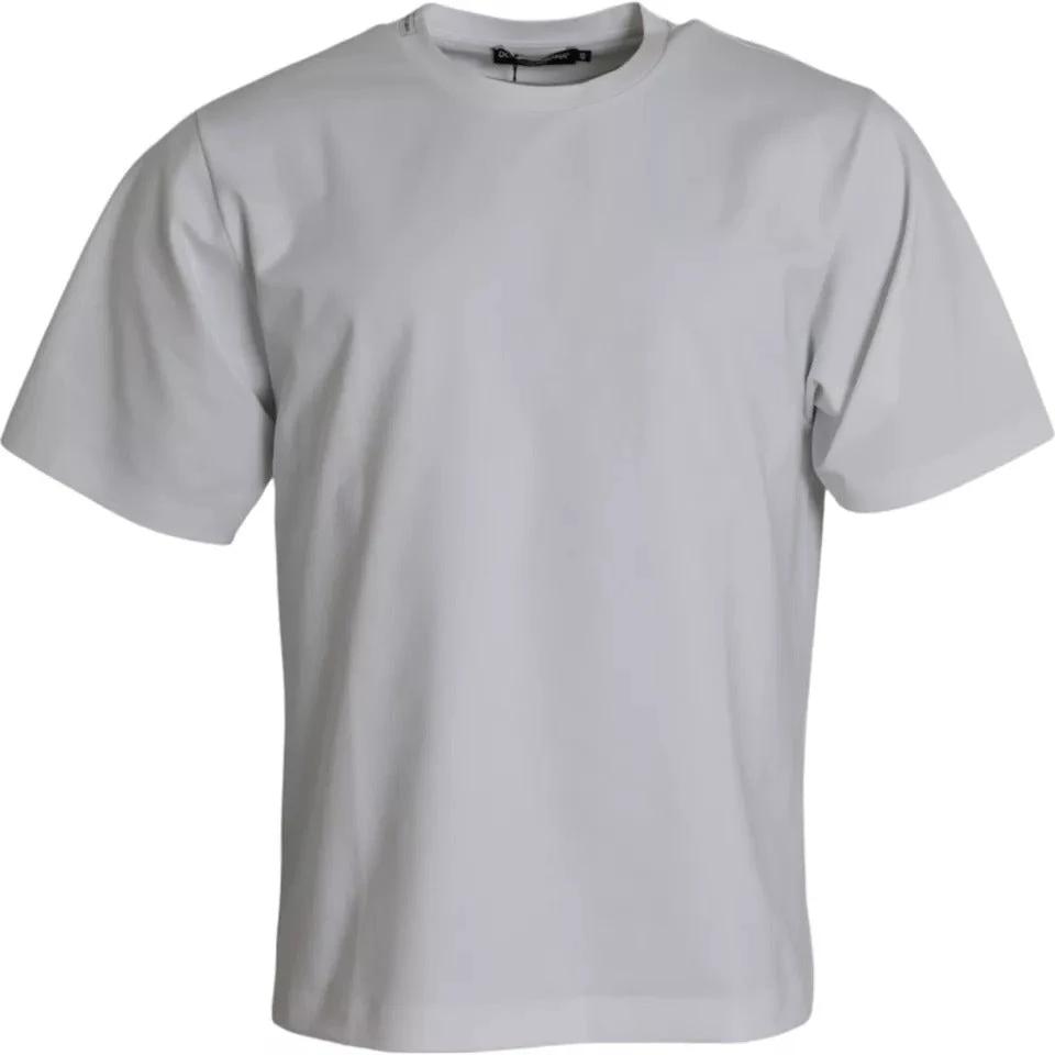 Dolce & Gabbana White Cotton Round Neck Short Sleeve T-shirt by Dolce & Gabbana