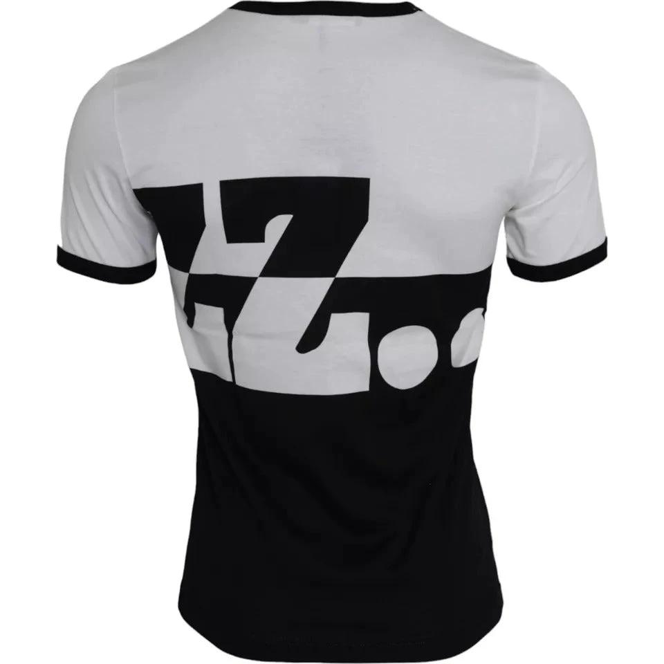 Dolce & Gabbana Black White Jazz Print Cotton Short Sleeves T-shirt by Dolce & Gabbana