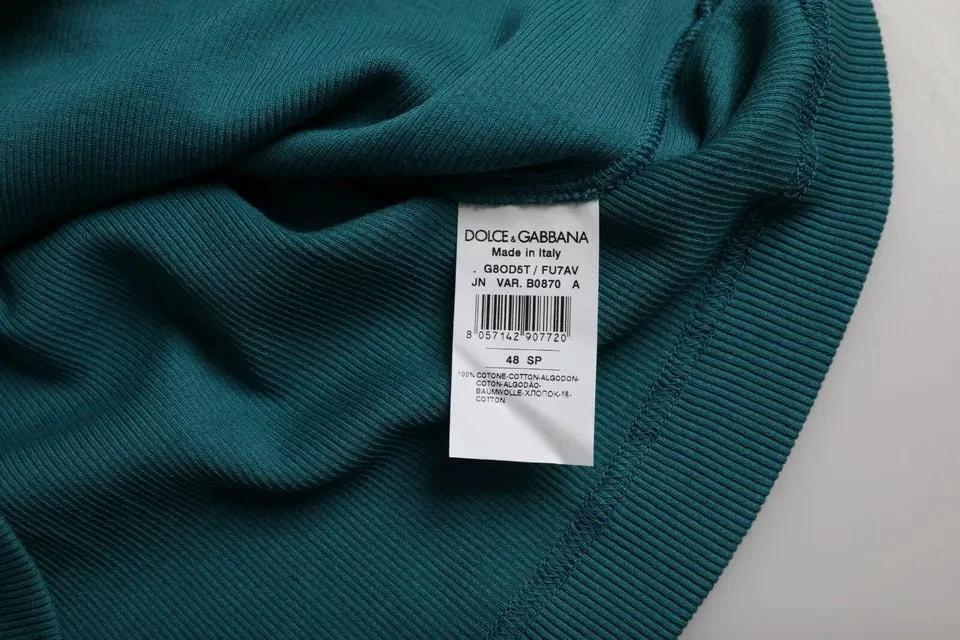 Dolce & Gabbana Blue Green Cotton Round Neck Short Sleeves T-shirt by Dolce & Gabbana