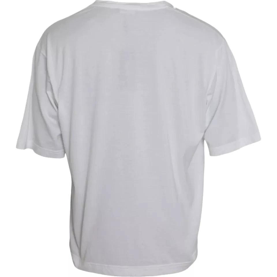 Dolce & Gabbana White Cotton Round Neck Short Sleeve T-shirt by Dolce & Gabbana