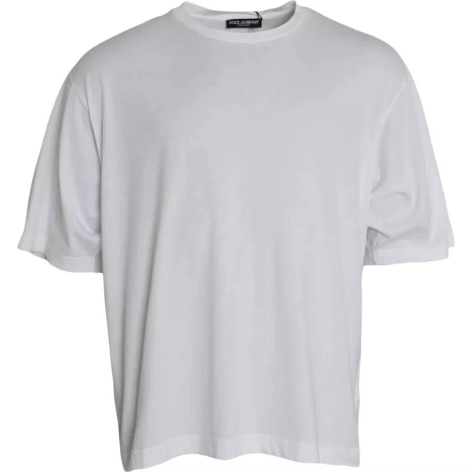 Dolce & Gabbana White Cotton Round Neck Short Sleeve T-shirt by Dolce & Gabbana