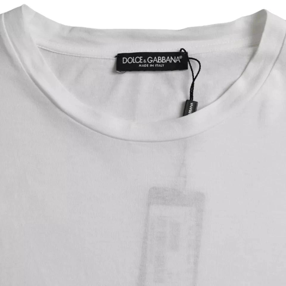 Dolce & Gabbana White Cotton Round Neck Short Sleeve T-shirt by Dolce & Gabbana