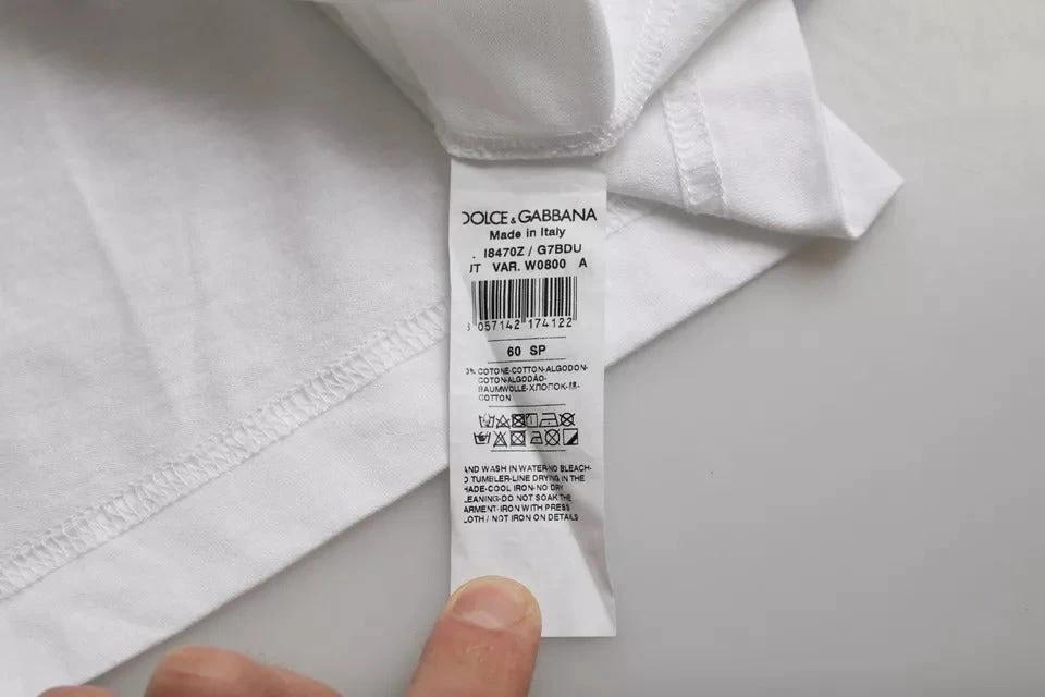 Dolce & Gabbana White Cotton Round Neck Short Sleeve T-shirt by Dolce & Gabbana