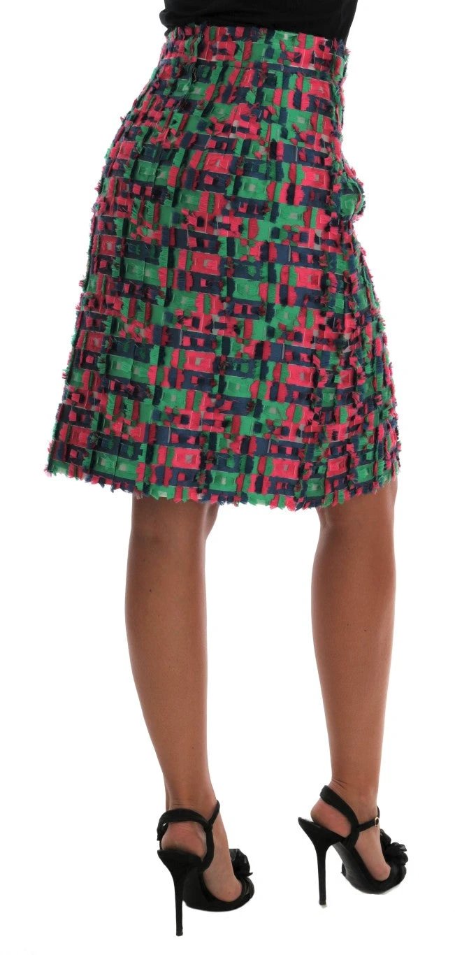 Dolce & Gabbana Pink Green Jacquard Pencil Skirt by Dolce & Gabbana