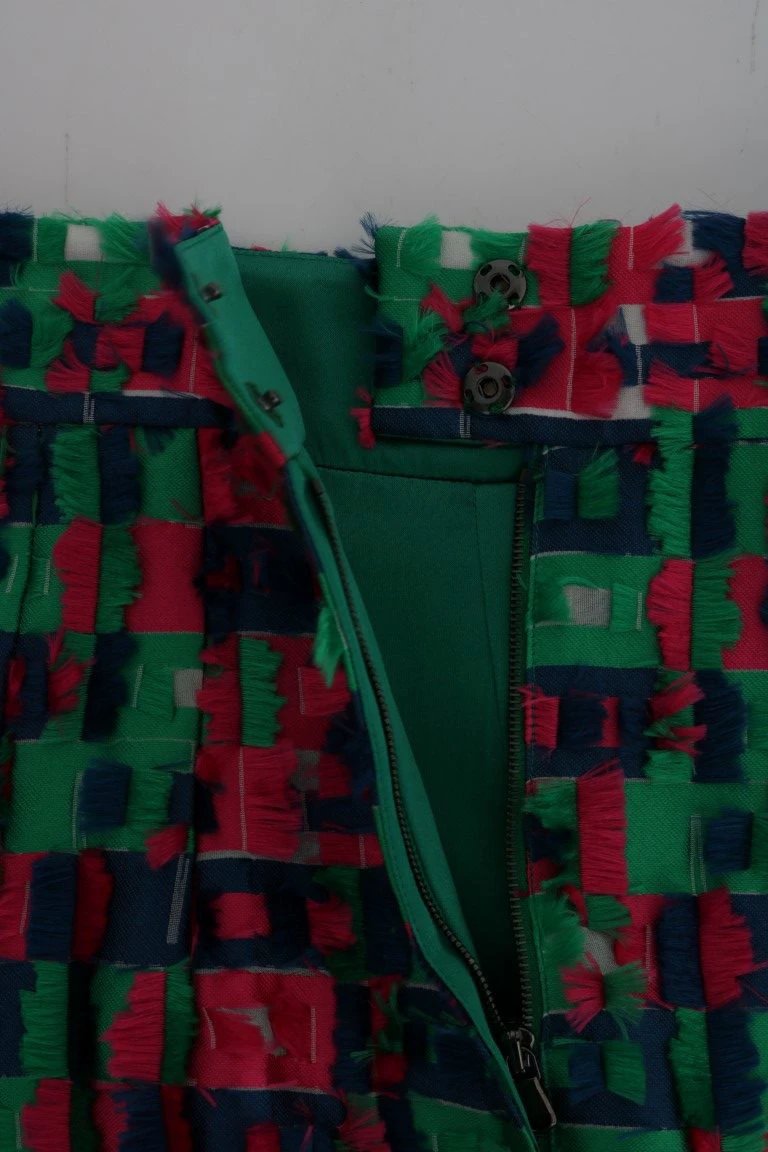 Dolce & Gabbana Pink Green Jacquard Pencil Skirt by Dolce & Gabbana