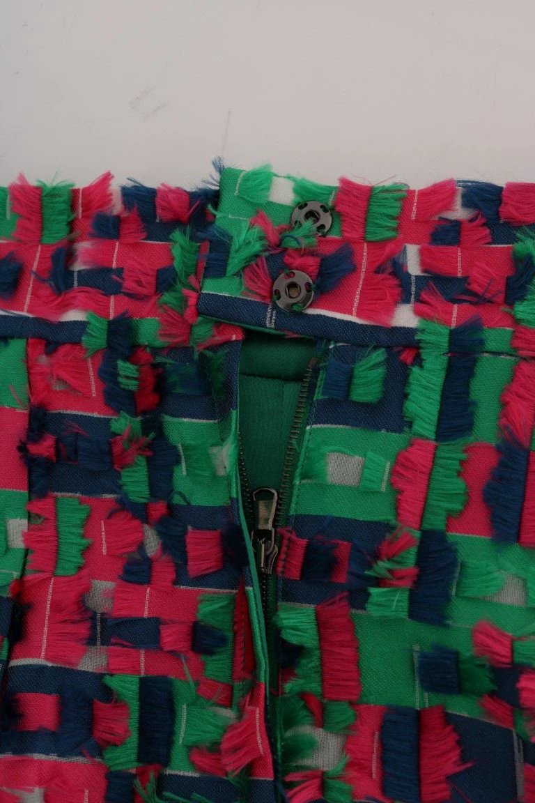 Dolce & Gabbana Pink Green Jacquard Pencil Skirt by Dolce & Gabbana