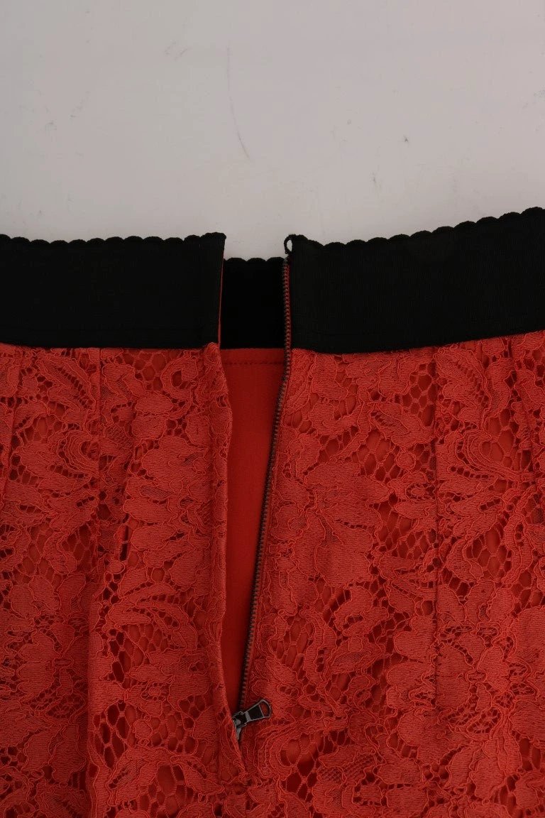 Dolce & Gabbana Orange Macramé Lace Pencil Skirt by Dolce & Gabbana