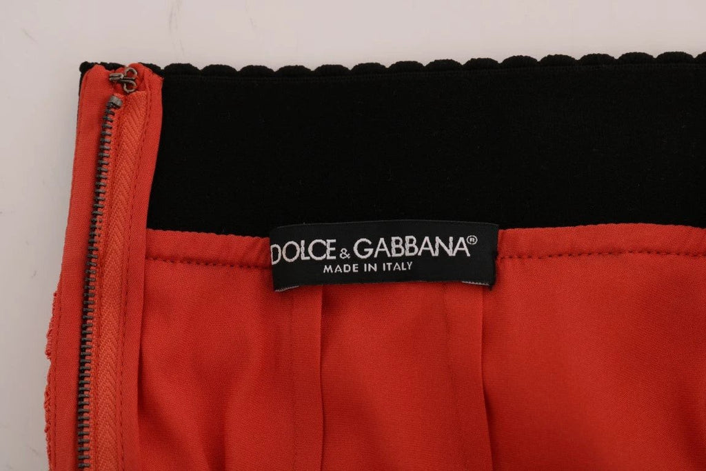Dolce & Gabbana Orange Macramé Lace Pencil Skirt by Dolce & Gabbana