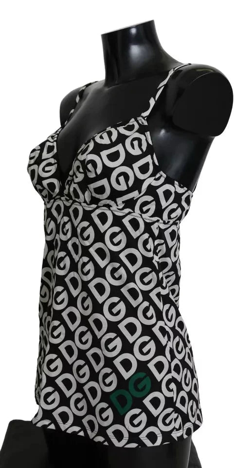 Dolce & Gabbana Black DG Mania Print Sleeveless Swimwear by Dolce & Gabbana