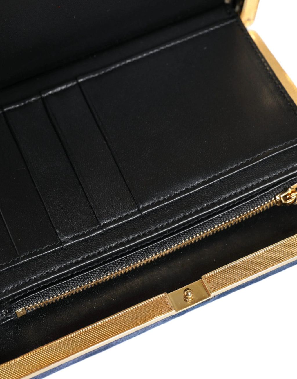 Dolce & Gabbana Blue Velvet Gold Frame Clutch Evening Party Purse Bag by Dolce & Gabbana