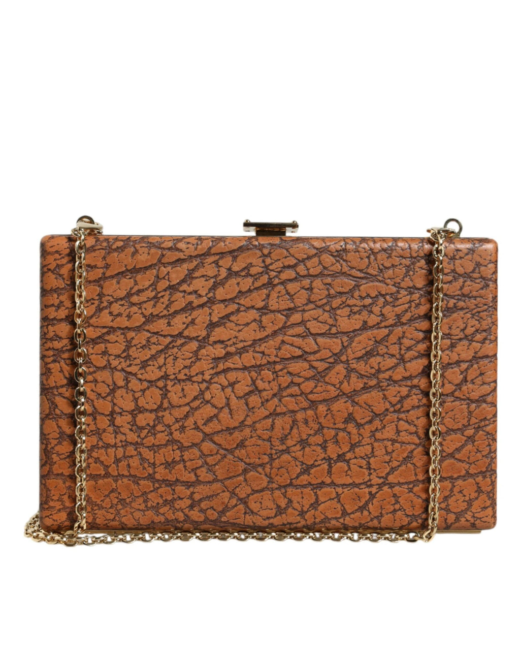 Dolce & Gabbana Brown Leather Gold Frame Clutch Mini Crossbody Bag by Dolce & Gabbana