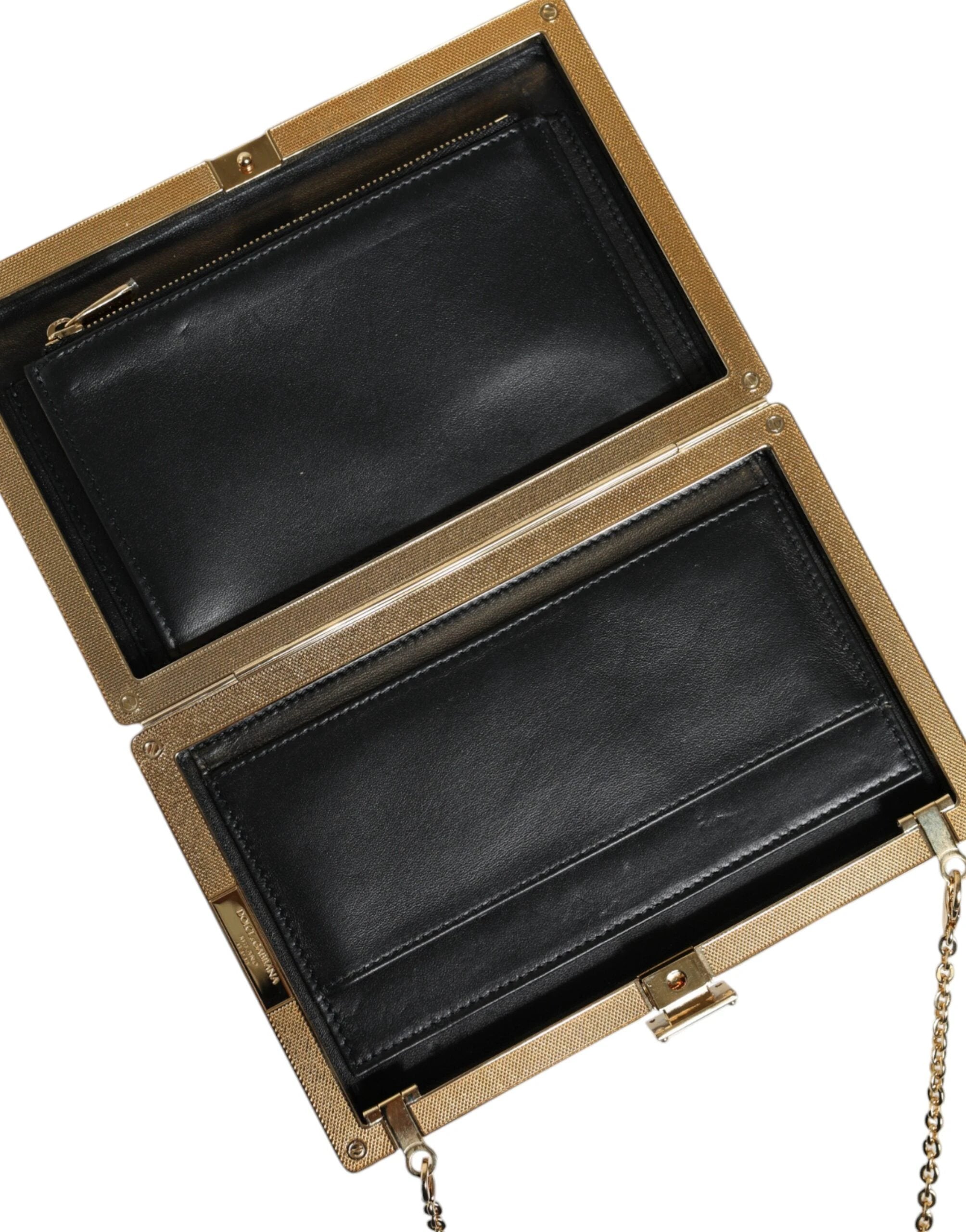 Dolce & Gabbana Brown Leather Gold Frame Clutch Mini Crossbody Bag by Dolce & Gabbana