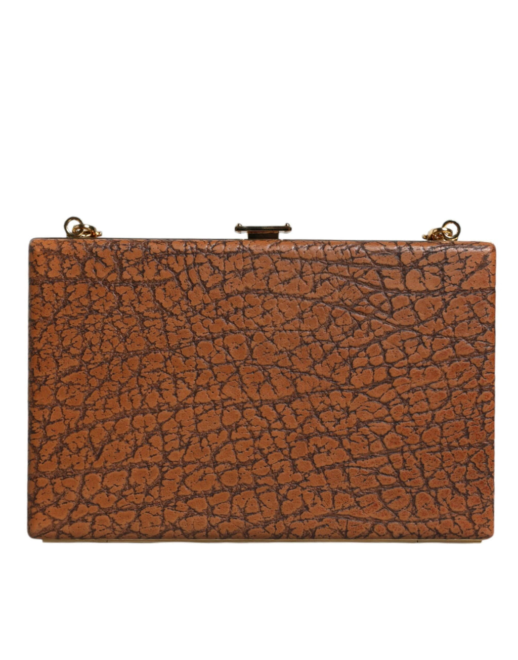 Dolce & Gabbana Brown Leather Gold Frame Clutch Mini Crossbody Bag by Dolce & Gabbana