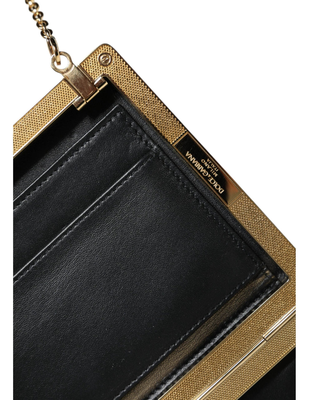 Dolce & Gabbana Brown Leather Gold Frame Clutch Mini Crossbody Bag by Dolce & Gabbana