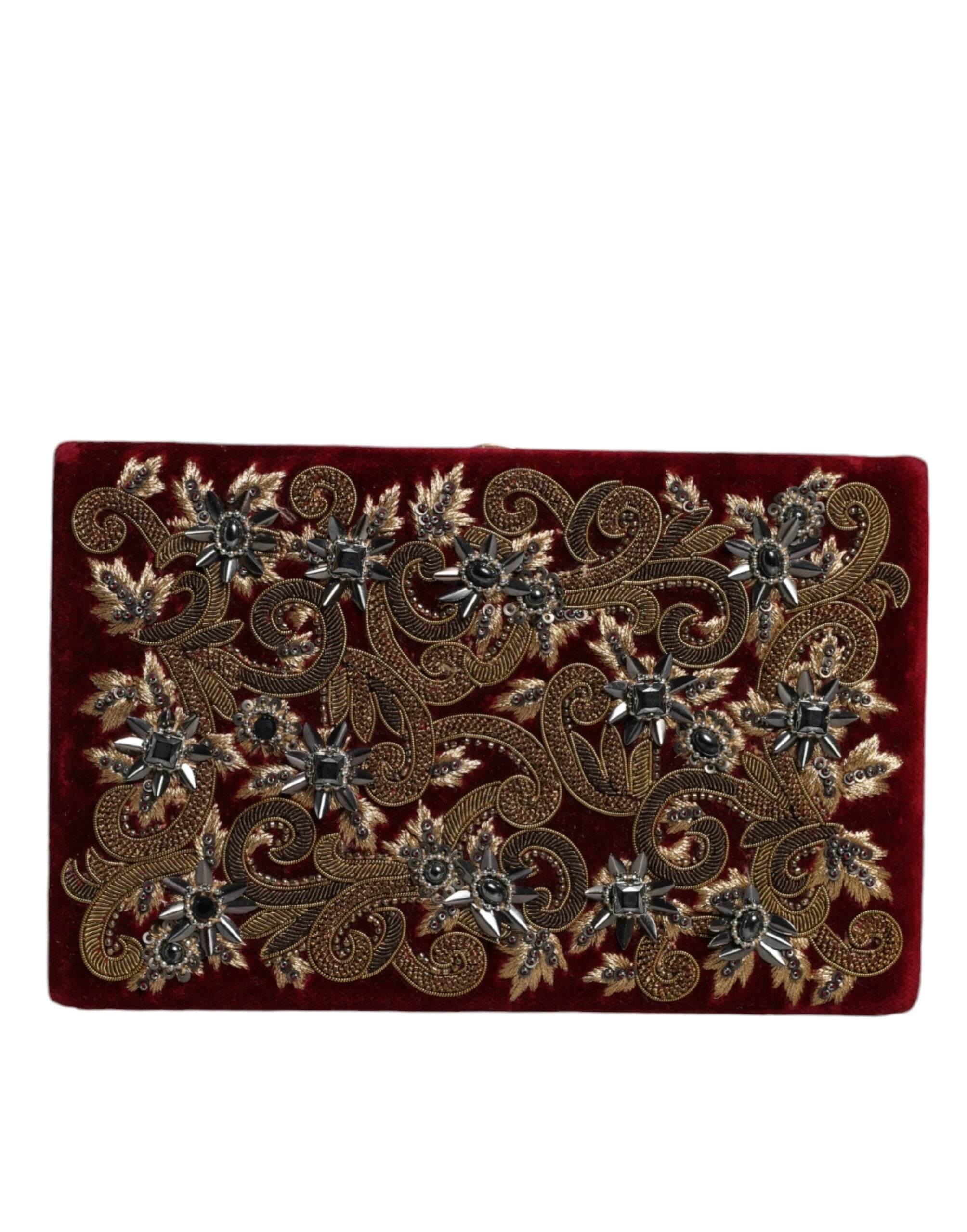 Dolce & Gabbana Red Velvet Gold Frame Clutch Evening Party Purse Bag by Dolce & Gabbana