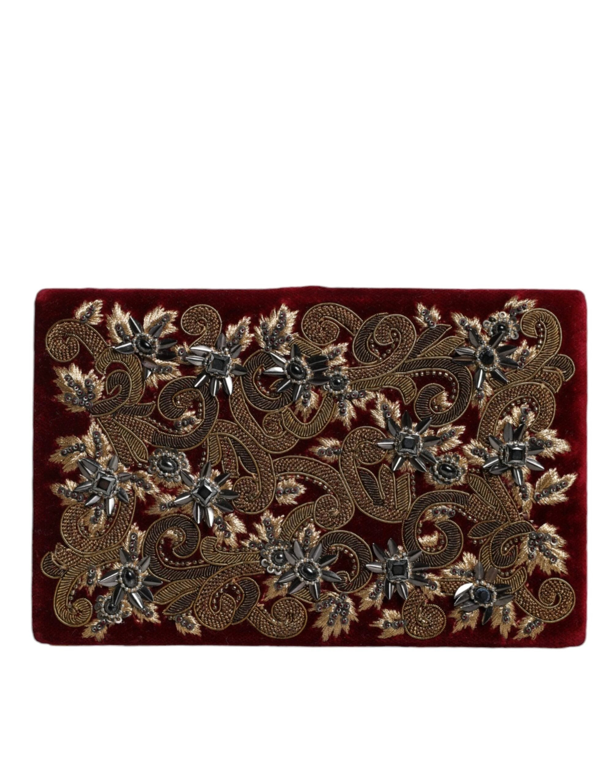 Dolce & Gabbana Red Velvet Gold Frame Clutch Evening Party Purse Bag by Dolce & Gabbana