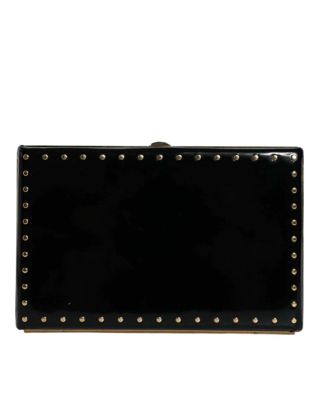 Dolce & Gabbana Black Leather Studs Gold Frame Clutch Evening Purse Bag by Dolce & Gabbana