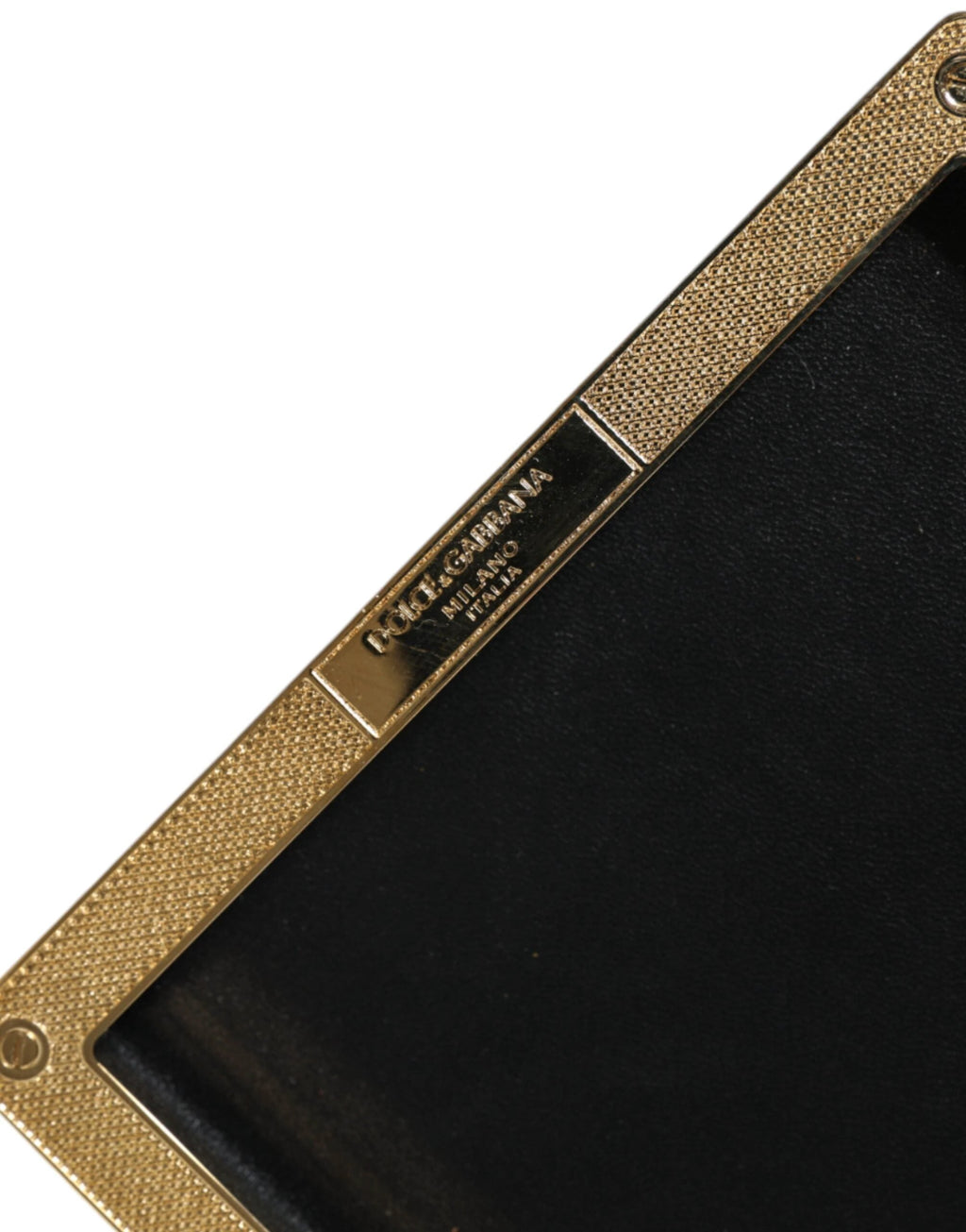Dolce & Gabbana Black Leather Studs Gold Frame Clutch Evening Purse Bag by Dolce & Gabbana