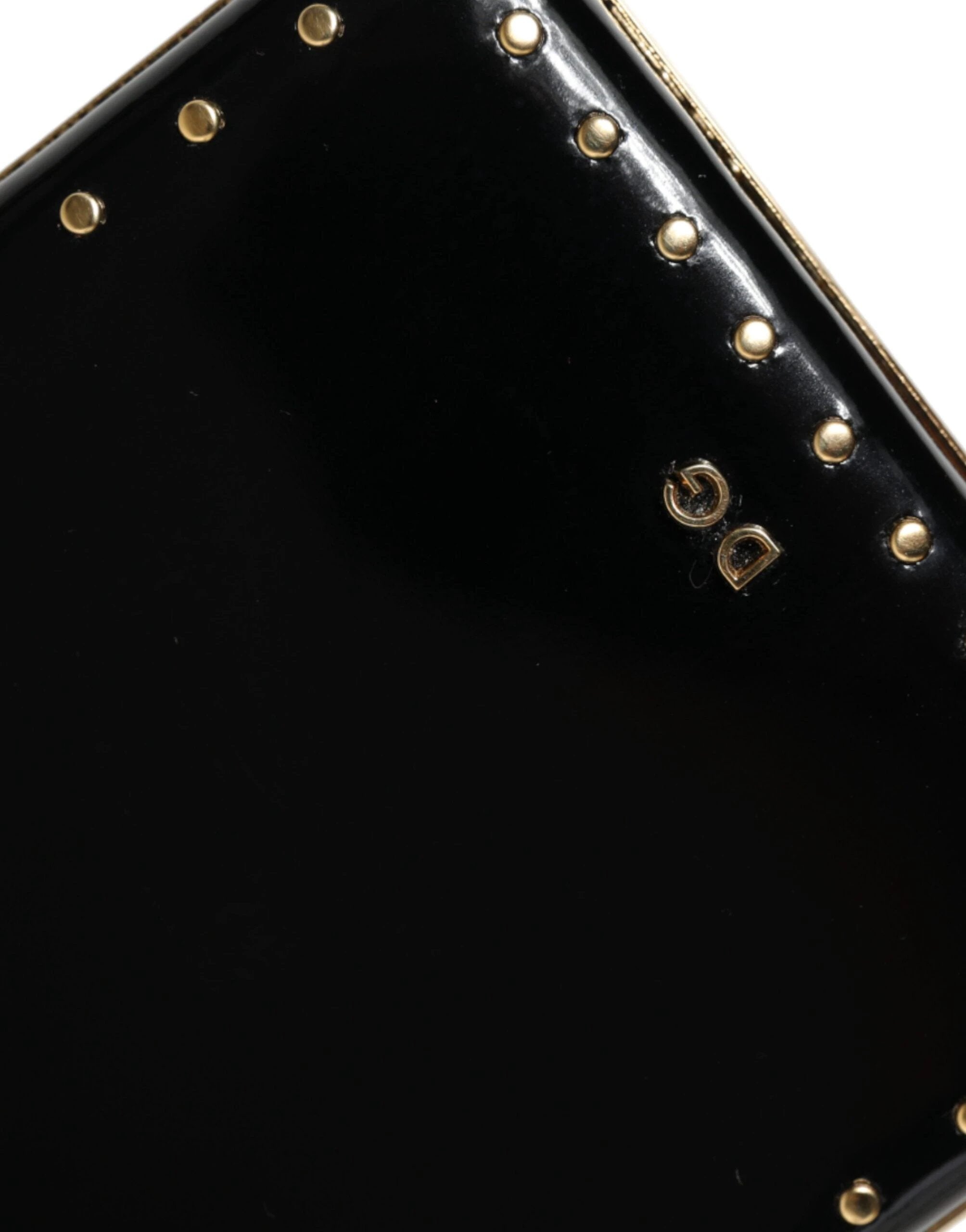 Dolce & Gabbana Black Leather Studs Gold Frame Clutch Evening Purse Bag by Dolce & Gabbana