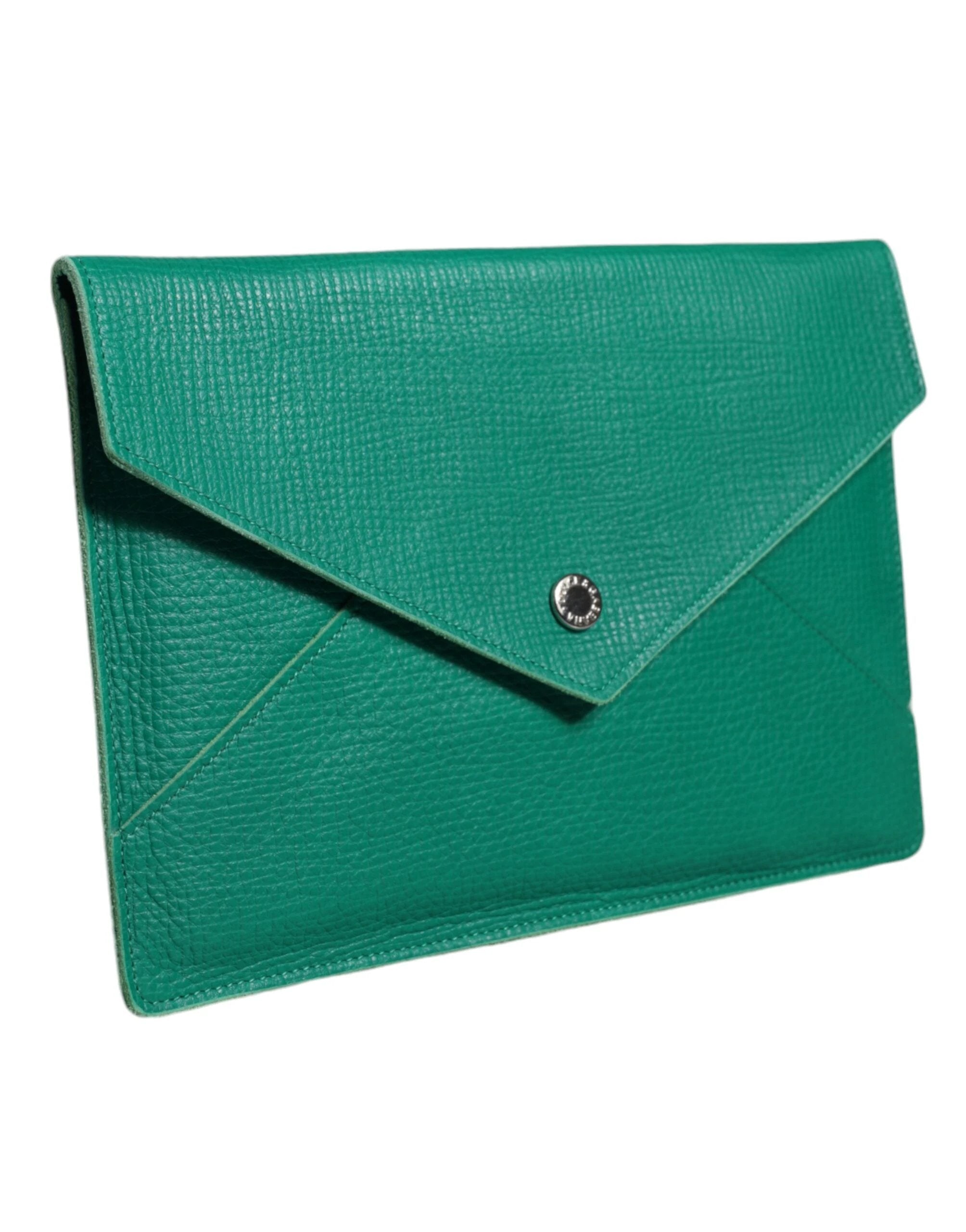 Dolce & Gabbana Green Leather Handbag Clutch Mini Purse Pouch Tablet Case by Dolce & Gabbana