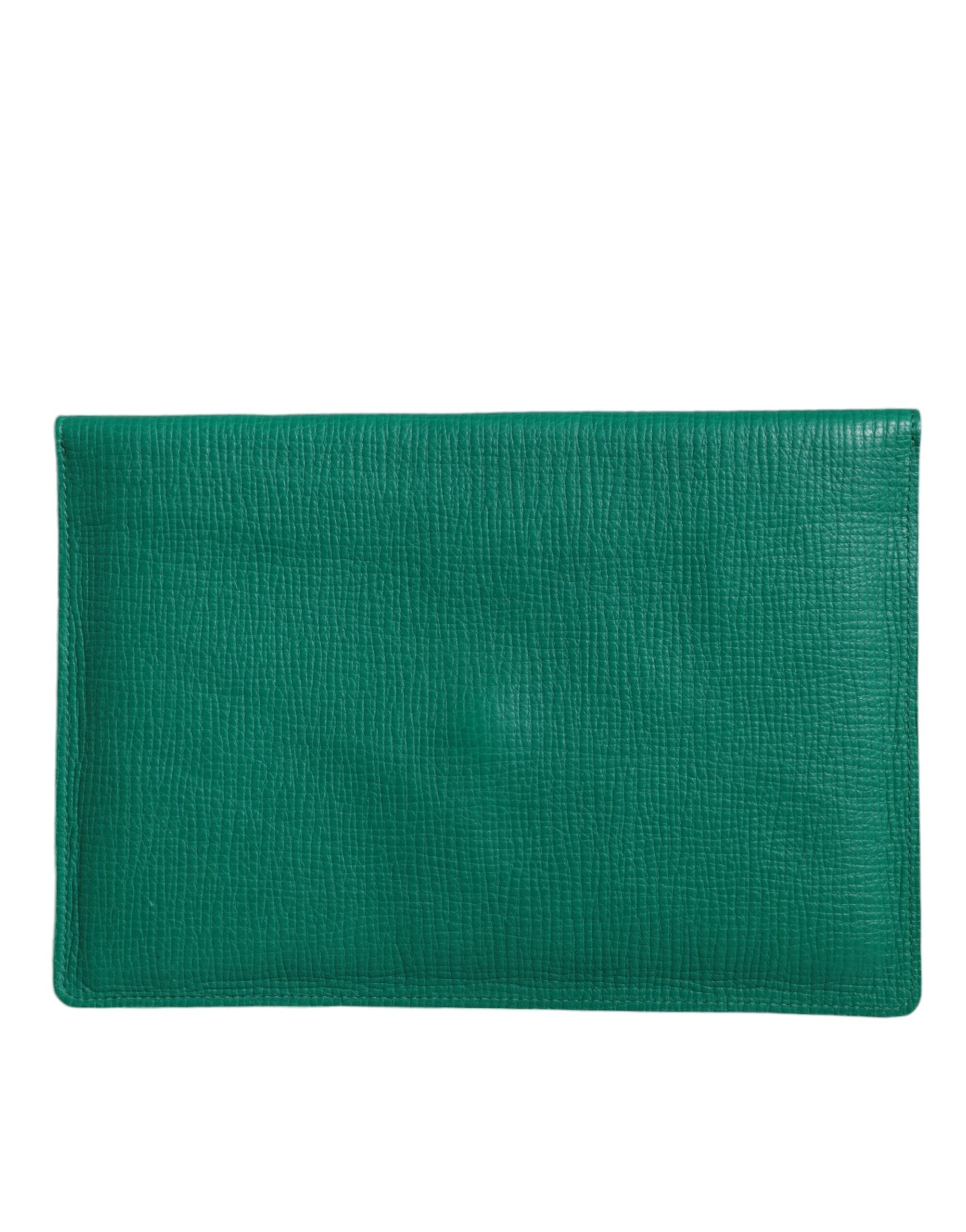 Dolce & Gabbana Green Leather Handbag Clutch Mini Purse Pouch Tablet Case by Dolce & Gabbana