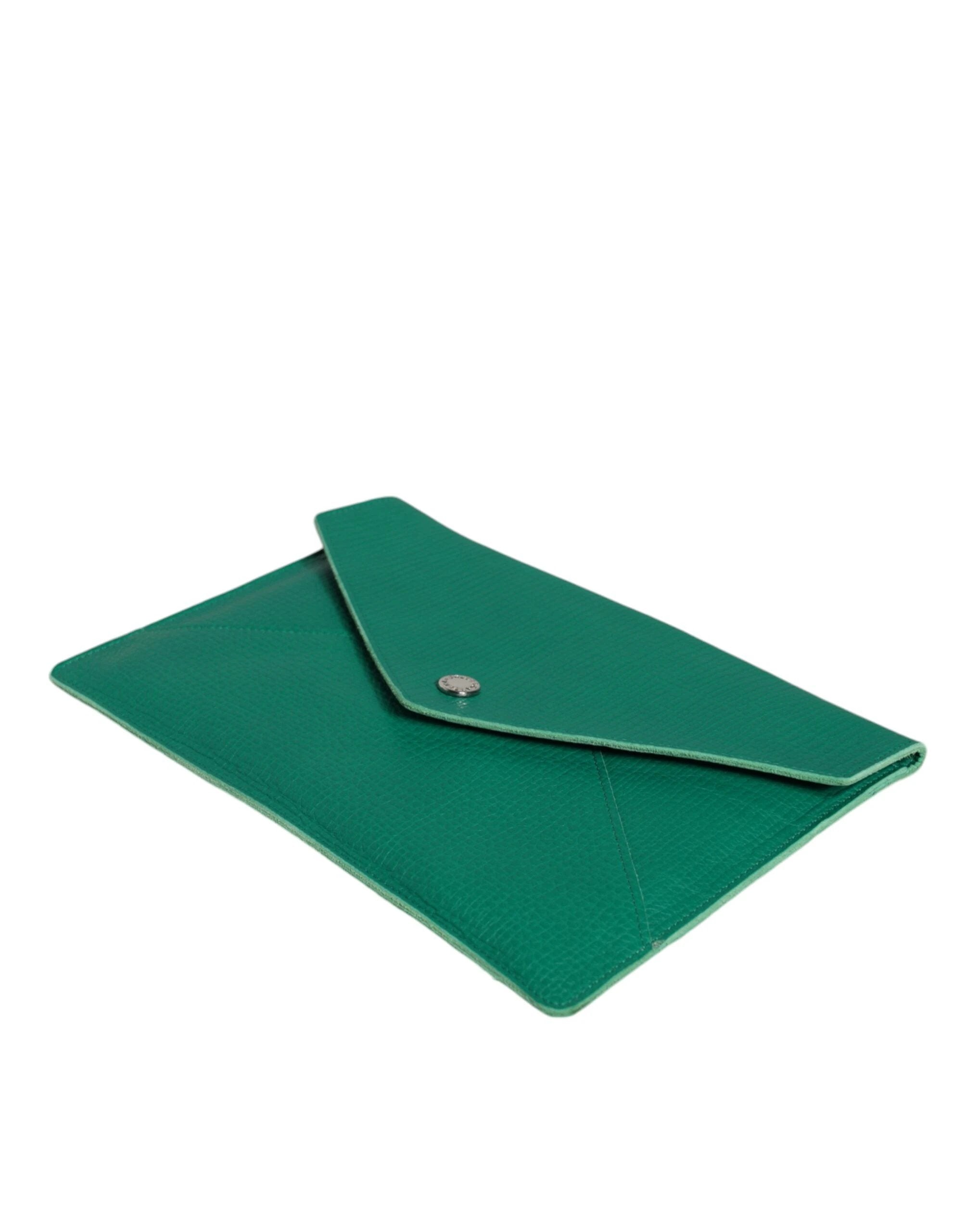 Dolce & Gabbana Green Leather Handbag Clutch Mini Purse Pouch Tablet Case by Dolce & Gabbana