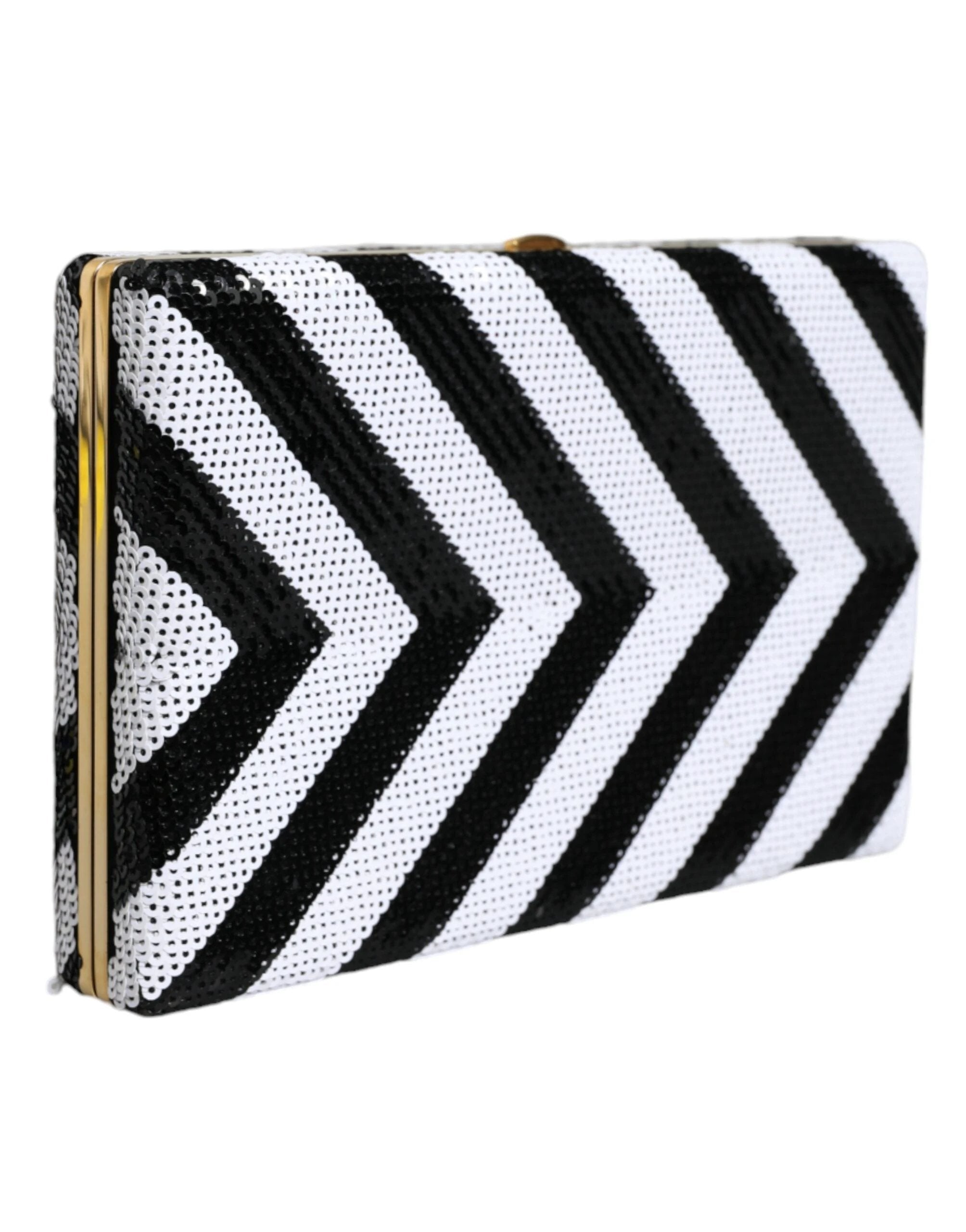 Dolce & Gabbana Black White Gold Frame Clutch Evening Party Purse Bag by Dolce & Gabbana
