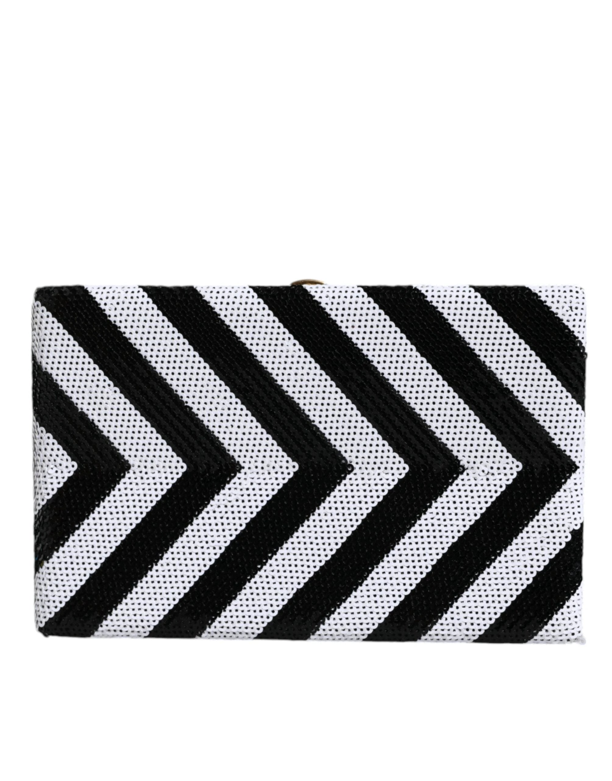 Dolce & Gabbana Black White Gold Frame Clutch Evening Party Purse Bag by Dolce & Gabbana