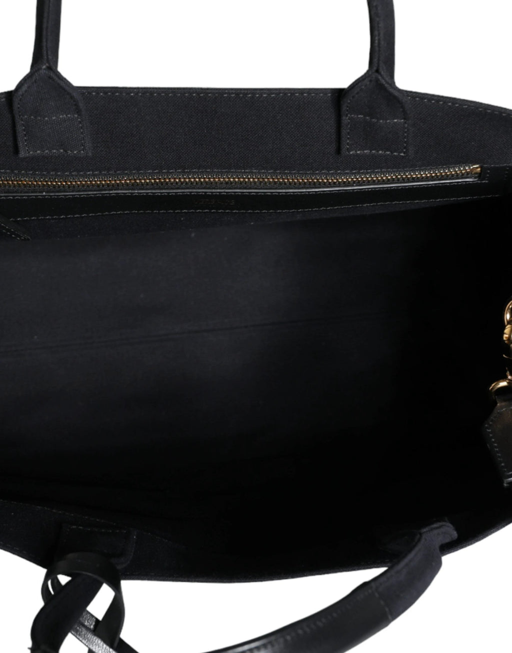 Versace Black Top Handle Canvas Leather Logo Crossbody Tote Bag by Versace