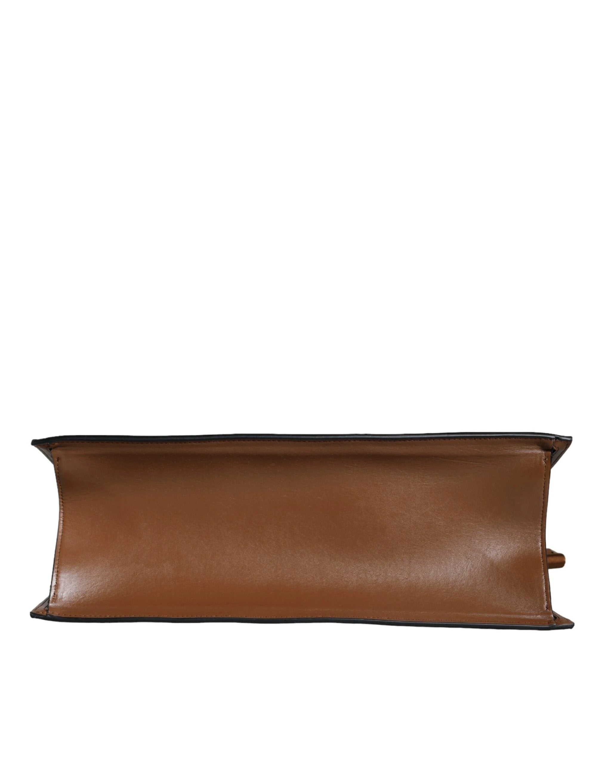 Versace Brown Top Handle Jacquard Leather Logo Crossbody Tote Bag by Versace