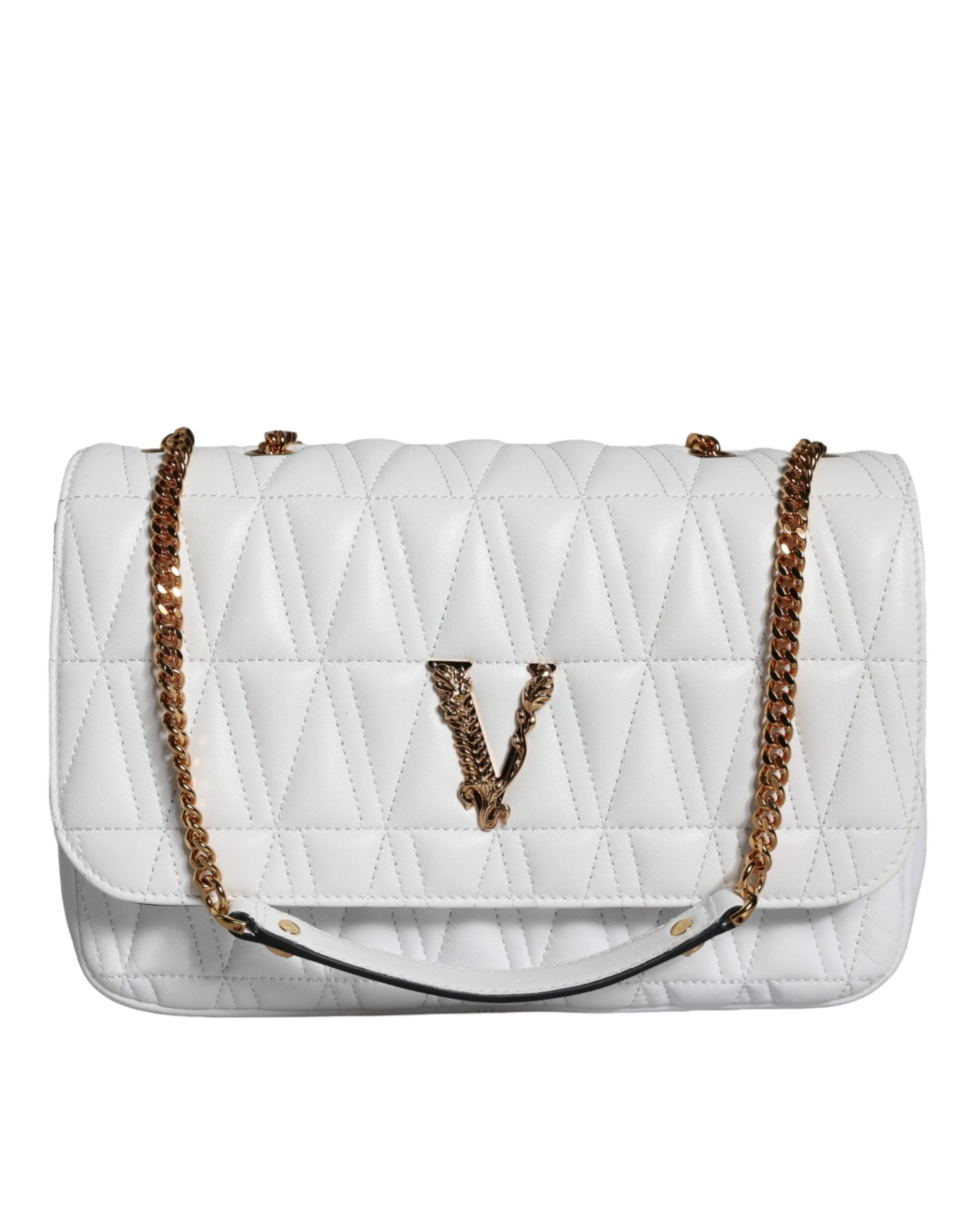 Versace White Mini Nappa Leather Crossbody Shoulder Bag by Versace