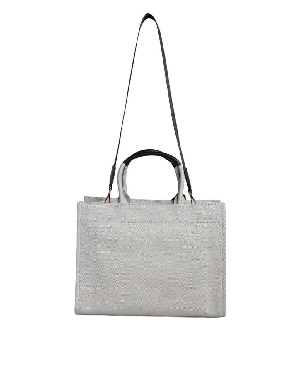 Versace White Top Handle Canvas Leather Logo Crossbody Tote Bag by Versace