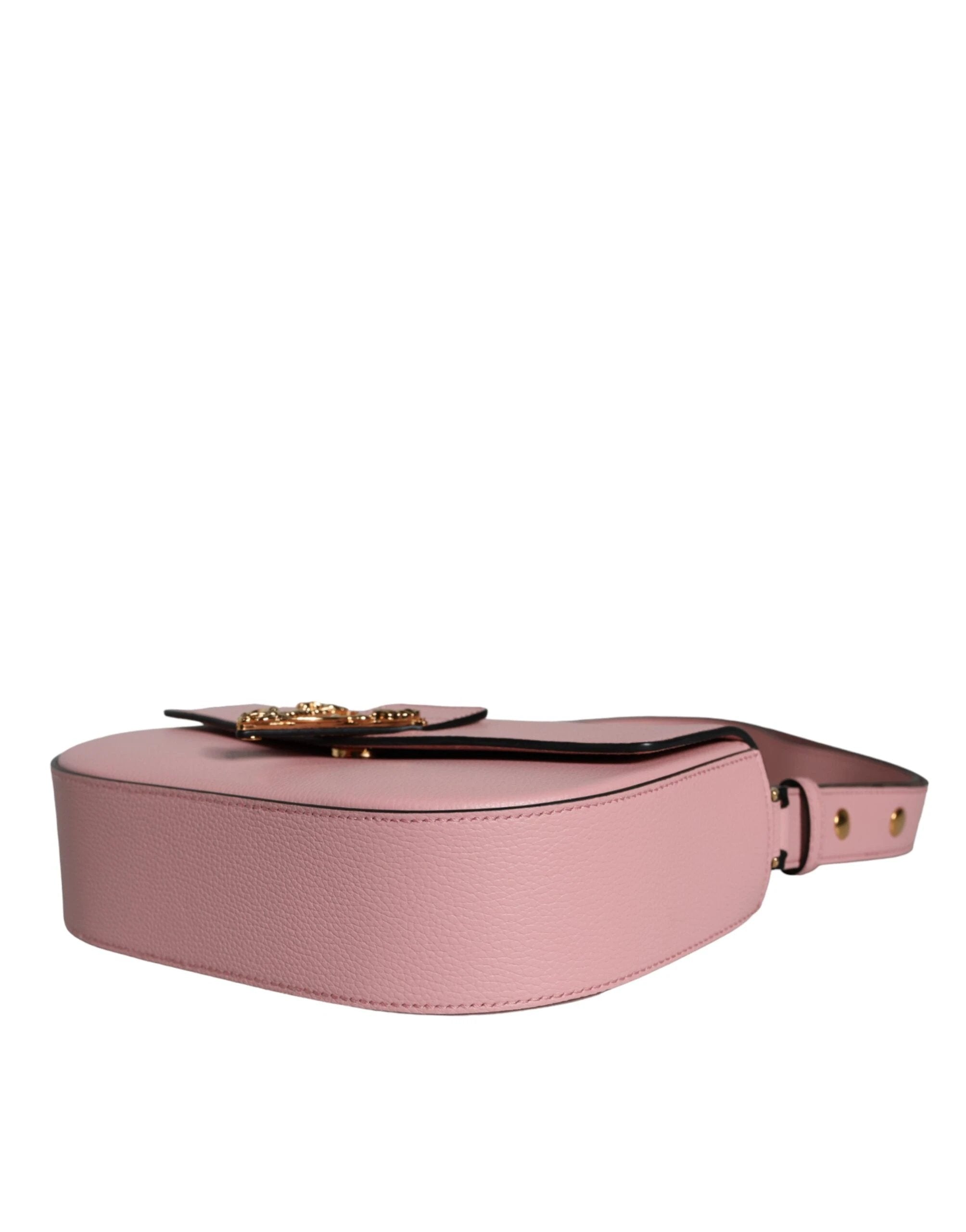 Versace Pink Grainy Calf Leather Logo Crossbody Shoulder Bag by Versace