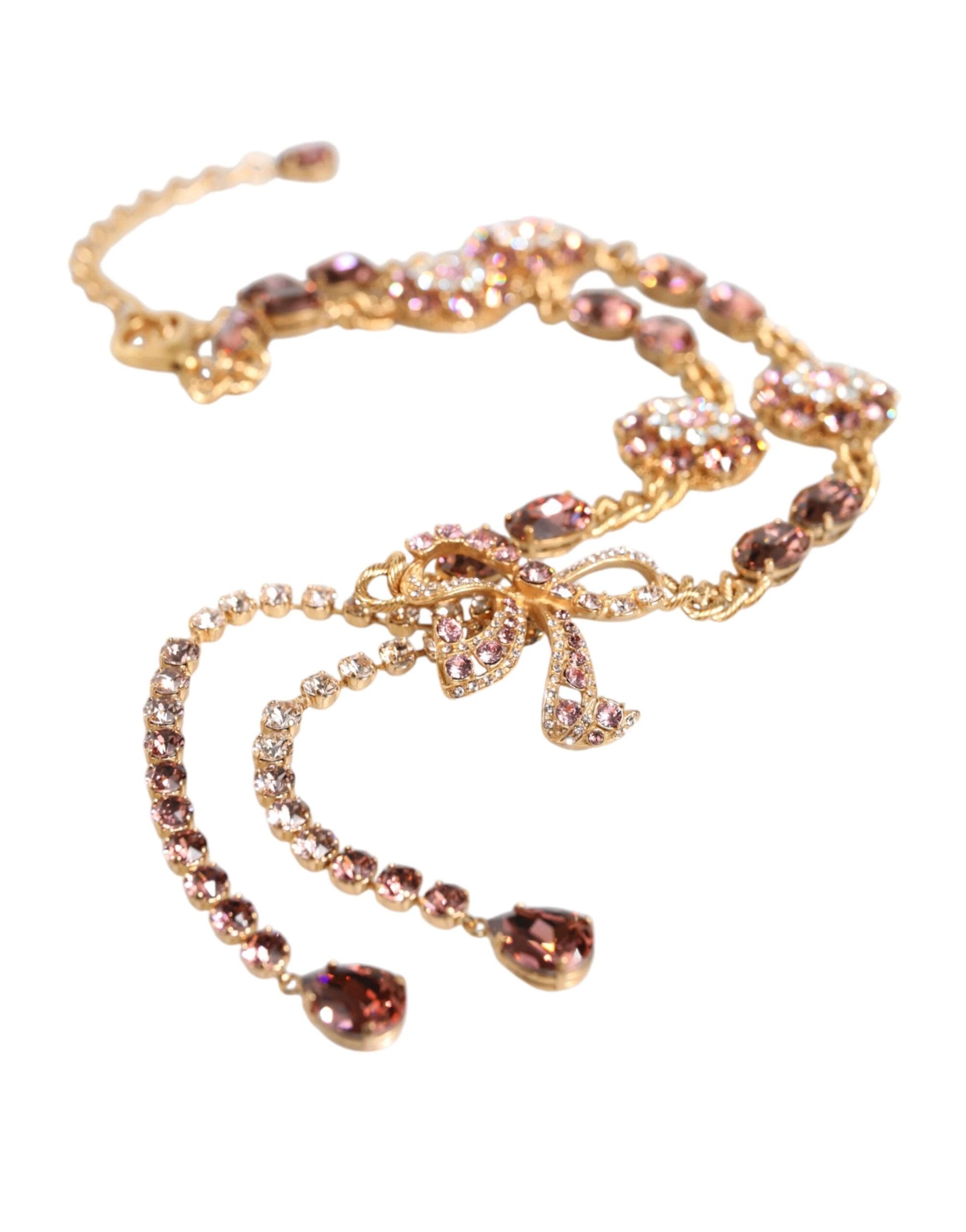 Dolce & Gabbana Gold Tone Brass Crystal Embellished Belt by Dolce & Gabbana