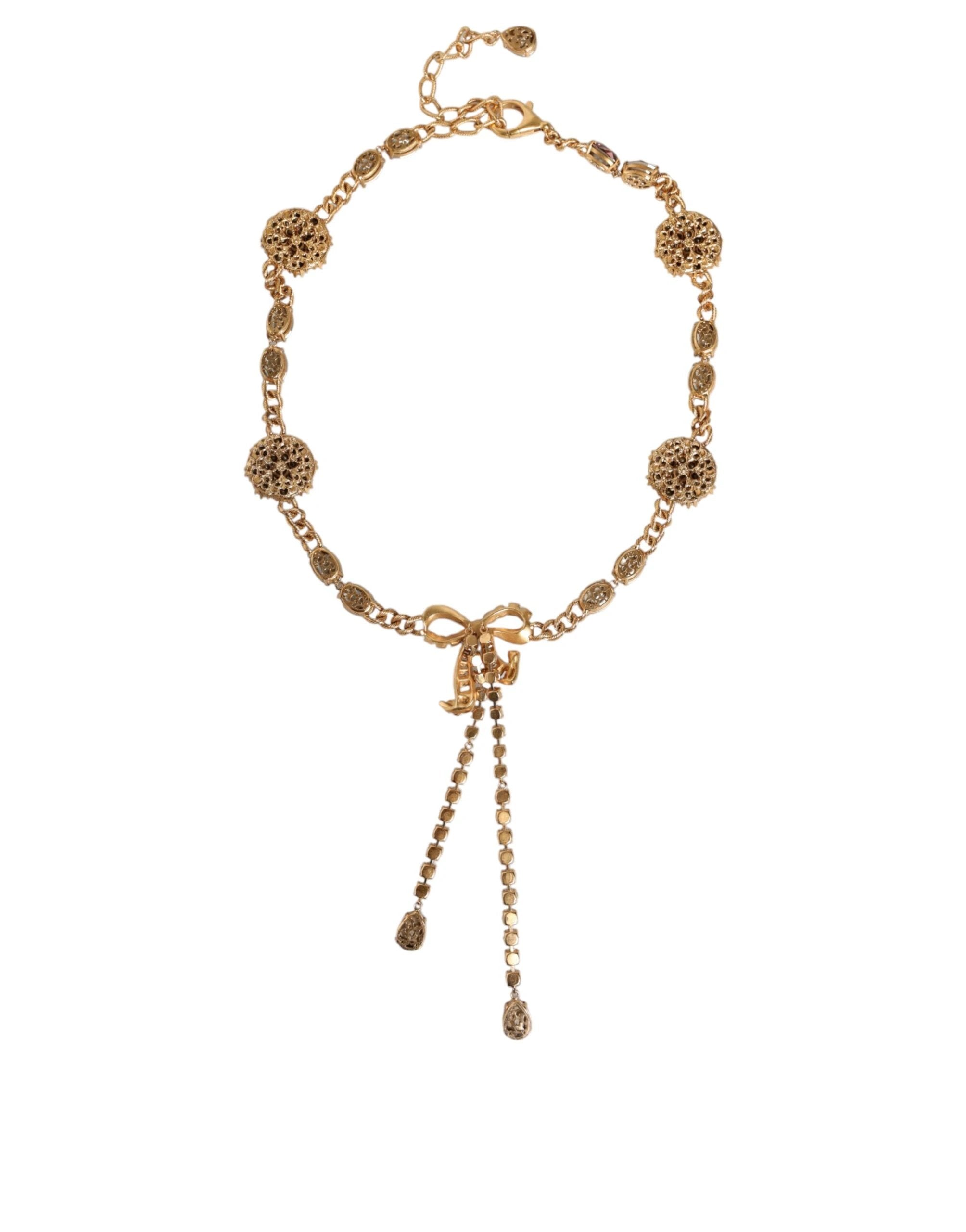 Dolce & Gabbana Gold Tone Brass Crystal Embellished Waist Chain Belt by Dolce & Gabbana
