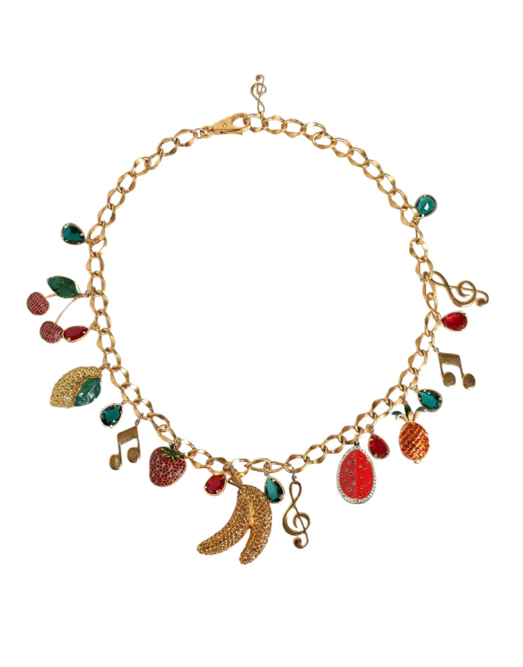 Dolce & Gabbana Gold Tone Brass Fruity Crystal Embellished Waist Chain Belt by Dolce & Gabbana