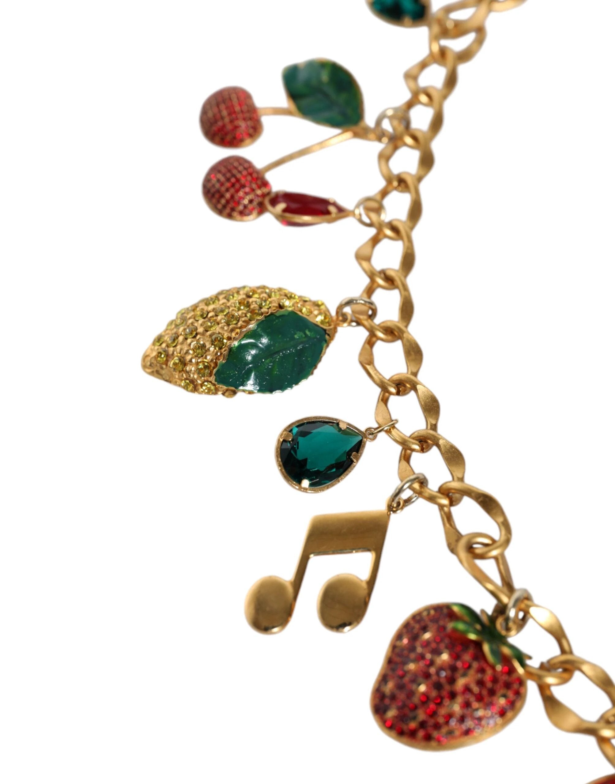 Dolce & Gabbana Gold Tone Brass Fruity Crystal Embellished Waist Chain Belt by Dolce & Gabbana