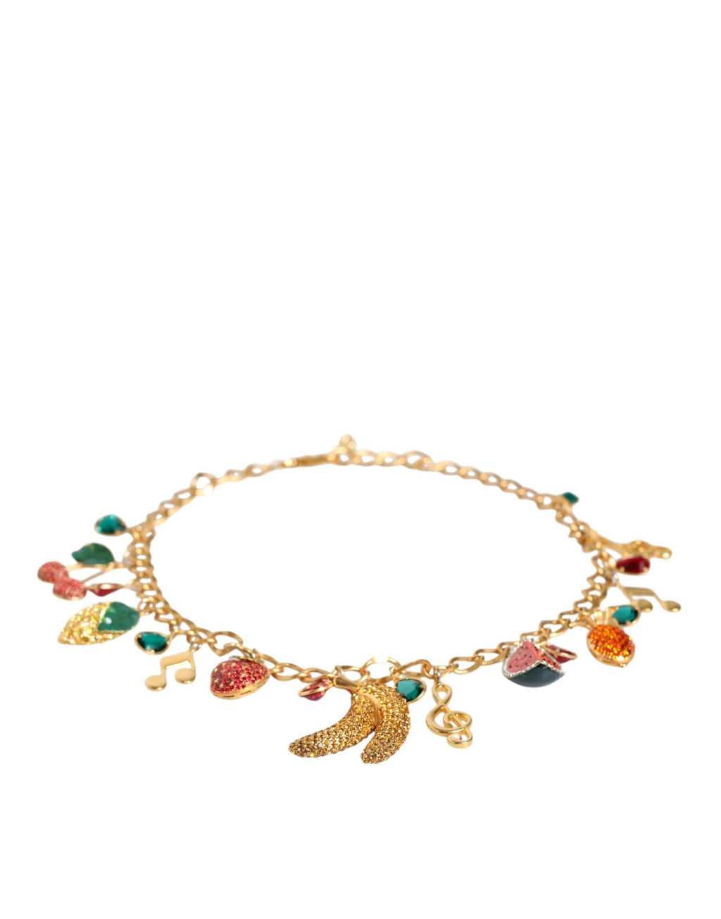 Dolce & Gabbana Gold Tone Brass Fruity Crystal Embellished Waist Chain Belt by Dolce & Gabbana