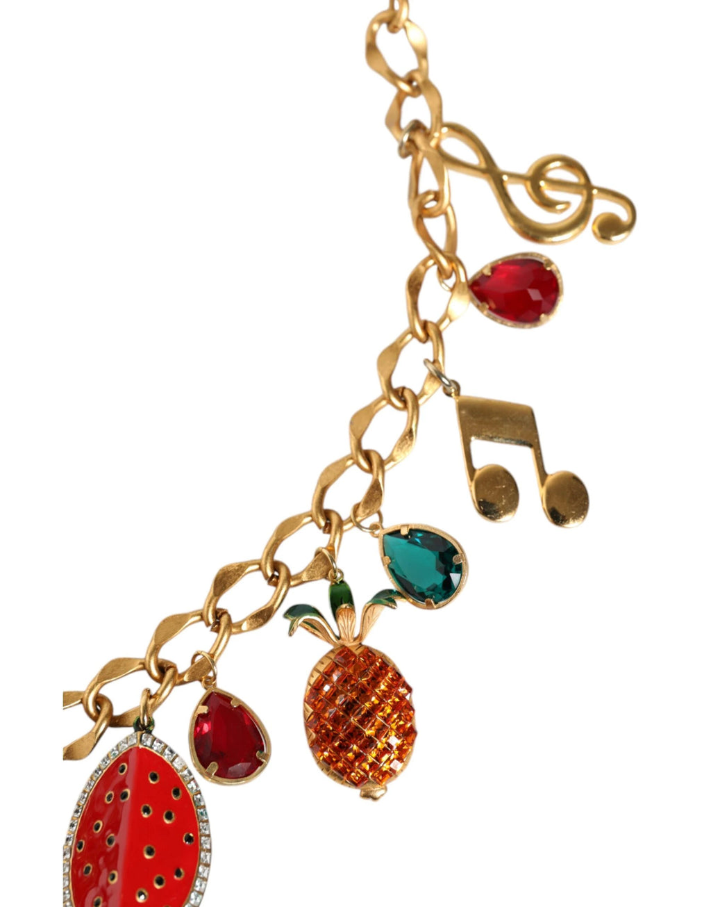 Dolce & Gabbana Gold Tone Brass Fruity Crystal Embellished Waist Chain Belt by Dolce & Gabbana